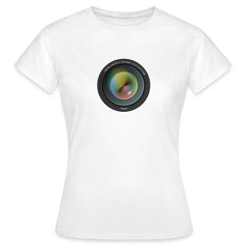 Kameralinse Objektiv - Frauen T-Shirt - Weiß - Vorne - AI Model Female 172 dark (172cm)