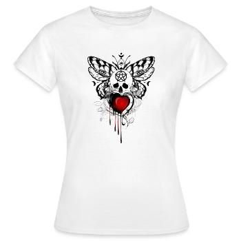 Nacht Blumen Gothik goth Totenkopf Tod Skull Punk - Frauen T-Shirt - Weiß - Vorne - AI Model Female 172 dark (172cm)