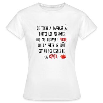 la covid et la perte de goût, humour, cadeau - T-shirt Femme - blanc - Devant - AI Model Female 172 dark (172cm)