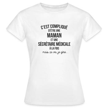 UNE MAMAN ET UNE SECRETAIRE MEDICALE - T-shirt Femme - blanc - Devant - AI Model Female 172 dark (172cm)