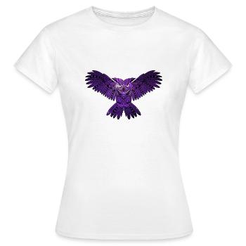 Violette Eule mit Universum - Frauen T-Shirt - Weiß - Vorne - AI Model Female 172 dark (172cm)