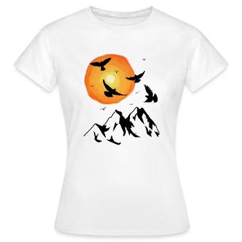 Mountains Sun Birds Nature Mountains Mountains Mountain Alm - Women's T-Shirt - white - Front - AI Model Female 172 dark (172cm)
