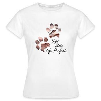 Empreintes de pattes pattes pattes chien chien - T-shirt Femme - blanc - Devant - AI Model Female 172 dark (172cm)