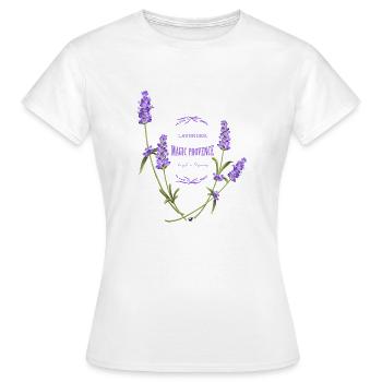 Lavande fleurs image avec inscription - T-shirt Femme - blanc - Devant - AI Model Female 172 dark (172cm)