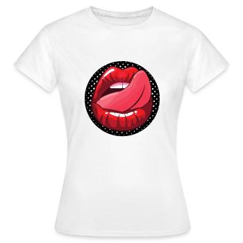 LANGUE SUR LES LÈVRES DANS LA BOUCHE SEXY humour - T-shirt Femme - blanc - Devant - AI Model Female 172 dark (172cm)