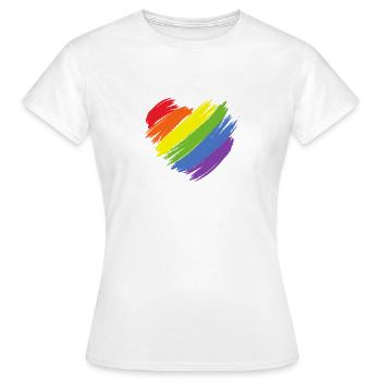 Rainbow Heart LGBT CSD Love - Women's T-Shirt - white - Front - AI Model Female 172 dark (172cm)