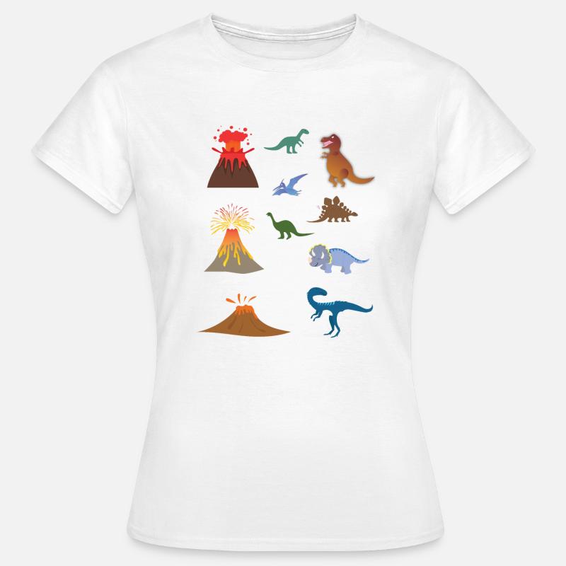 Dinosaurier-Vulkan-Pack - Frauen T-Shirt - Weiß