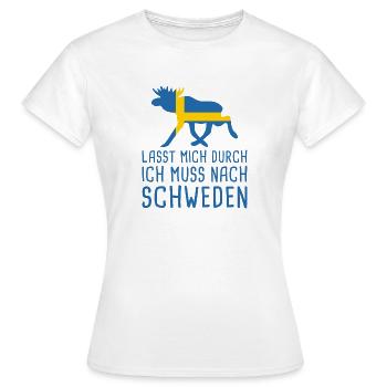 Lasst Mich Durch Schweden Sverige Elch Urlaub - Frauen T-Shirt - Weiß - Vorne - AI Model Female 172 dark (172cm)