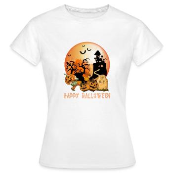 Halloween Zwerg trägt nachts den Kürbis ans Grab - Frauen T-Shirt - Weiß - Vorne - AI Model Female 172 dark (172cm)