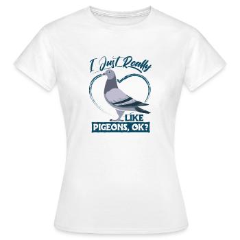 Pigeons Pigeons Pigeons Pigeons Pigeon Lovers Cadeau - T-shirt Femme - blanc - Devant - AI Model Female 172 dark (172cm)