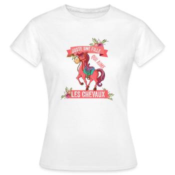 Humour Cheval femme Fille Chevaux equitation - T-shirt Femme - blanc - Devant - AI Model Female 172 dark (172cm)