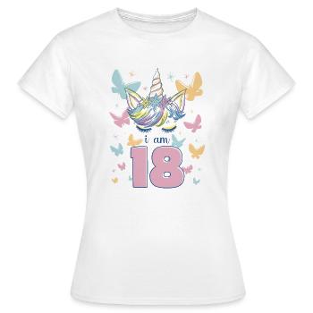 Unicorn I Am 18 Years Butterflies Birthday - Women's T-Shirt - white - Front - AI Model Female 172 dark (172cm)