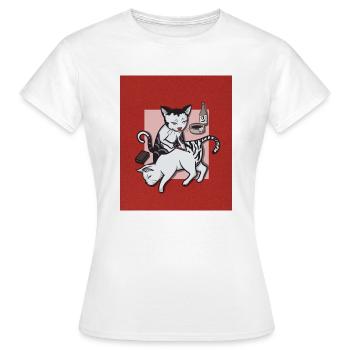 Duo de chats - T-shirt Femme - blanc - Devant - AI Model Female 172 dark (172cm)