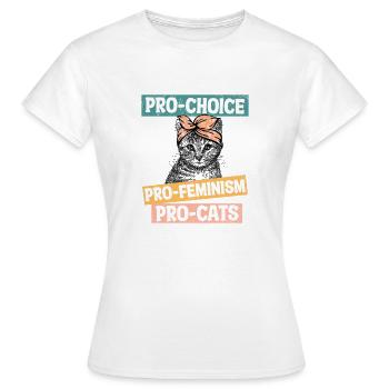 pro choice pro feminism pro cats - Frauen T-Shirt - Weiß - Vorne - AI Model Female 172 dark (172cm)