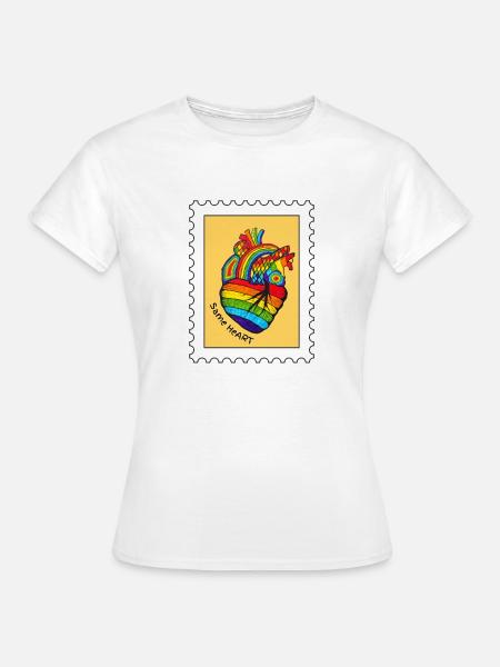 Regenbogenherz . - Frauen T-Shirt - Weiß