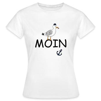 Möwe Moin - Frauen T-Shirt - Weiß - Vorne - AI Model Female 172 dark (172cm)
