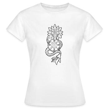 Quetzalcoatl Aztec Snake Maya Aztec Stone Ink - T-shirt Femme - blanc - Devant - AI Model Female 172 dark (172cm)