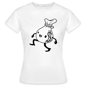 Gehender lebendiger Geldsack Comic - Frauen T-Shirt - Weiß - Vorne - AI Model Female 172 dark (172cm)