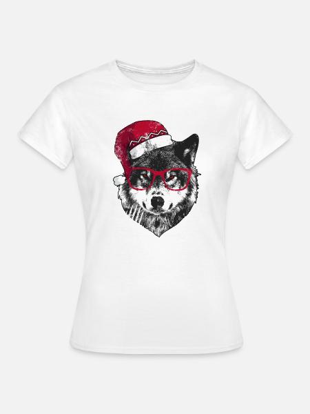 Mürrischer Weihnachtswolf - Frauen T-Shirt - Weiß