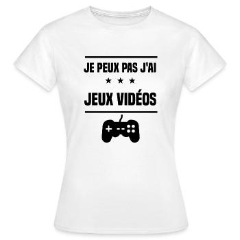 j'peux pas j'ai jeux vidéos humour - T-shirt Femme - blanc - Devant - AI Model Female 172 dark (172cm)