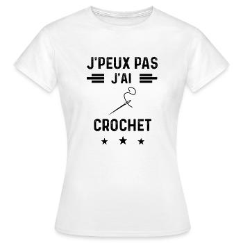 j'peux pas j'ai crochet couture - T-shirt Femme - blanc - Devant - AI Model Female 172 dark (172cm)