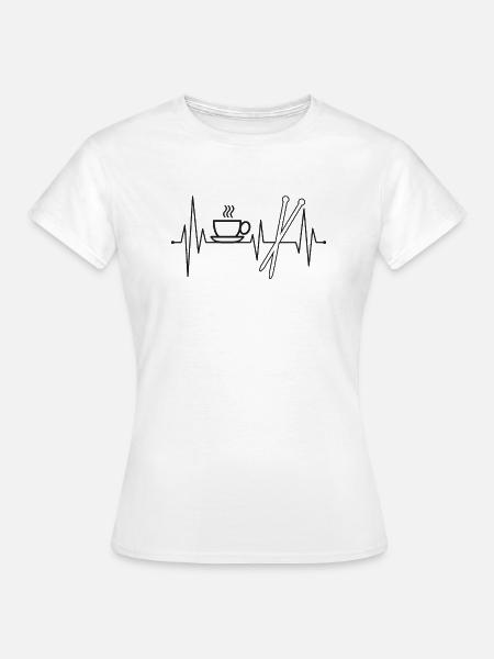 Knitting Knitter Heartbeat - Frauen T-Shirt - Weiß