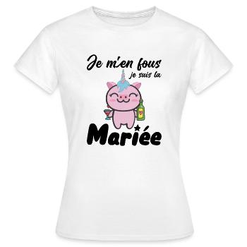Je M'en Fous Je Suis La Future Mariée Licorne EVJF - T-shirt Femme - blanc - Devant - AI Model Female 172 dark (172cm)