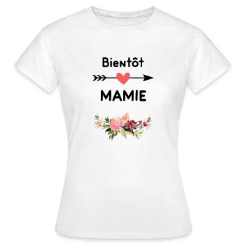 annonce grossesse mamie Bientôt mamie - T-shirt Femme - blanc - Devant - AI Model Female 172 dark (172cm)