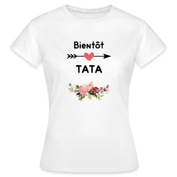 annonce grossesse tata Bientôt tata - T-shirt Femme - blanc - Devant - AI Model Female 172 dark (172cm)