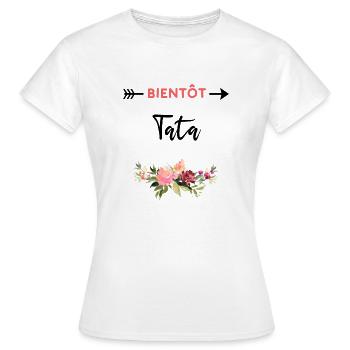 annonce grossesse cadeau Bientôt tata - T-shirt Femme - blanc - Devant - AI Model Female 172 dark (172cm)