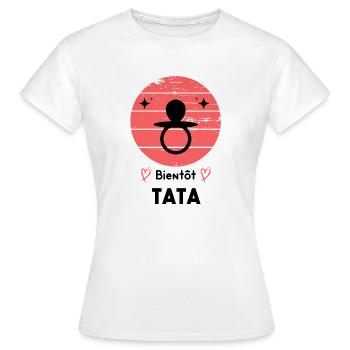 Bientôt tata naissance grossesse retro - T-shirt Femme - blanc - Devant - AI Model Female 172 dark (172cm)