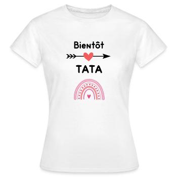 Bientôt tata cadeau annonce grossesse - T-shirt Femme - blanc - Devant - AI Model Female 172 dark (172cm)