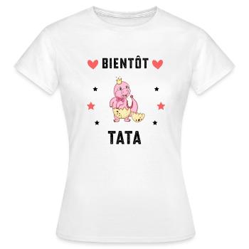 Bientôt tata Dinosaure annonce grossesse - T-shirt Femme - blanc - Devant - AI Model Female 172 dark (172cm)