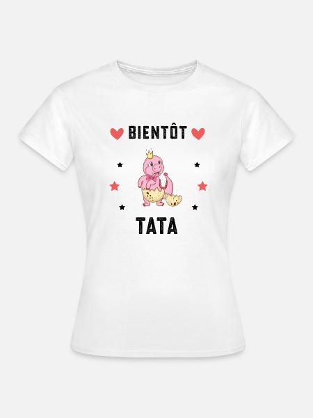 Bientôt tata Dinosaure annonce grossesse - T-shirt Femme - blanc