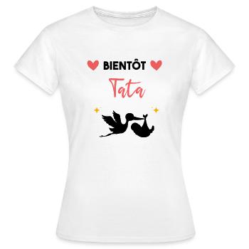 cadeau annonce grossesse Bientôt tata - T-shirt Femme - blanc - Devant - AI Model Female 172 dark (172cm)