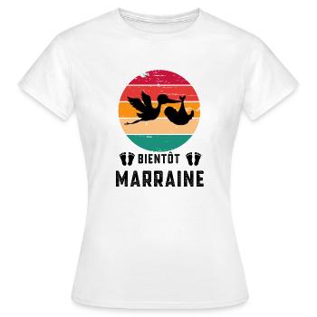 Bientôt marraine annonce grossesse retro - T-shirt Femme - blanc - Devant - AI Model Female 172 dark (172cm)