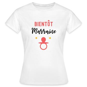 Bientôt marraine cadeau annonce grossesse marraine - T-shirt Femme - blanc - Devant - AI Model Female 172 dark (172cm)