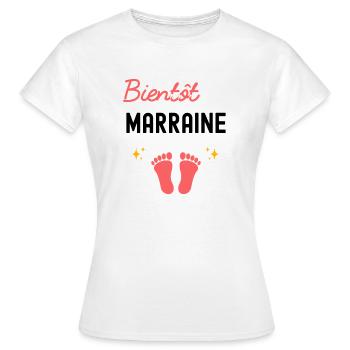 Bientôt marraine cadeau naissance marraine - T-shirt Femme - blanc - Devant - AI Model Female 172 dark (172cm)