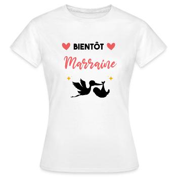 cadeau annonce grossesse Bientôt marraine - T-shirt Femme - blanc - Devant - AI Model Female 172 dark (172cm)