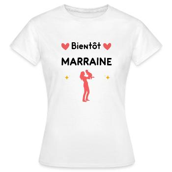 cadeau annonce grossesse marraine Bientôt marraine - T-shirt Femme - blanc - Devant - AI Model Female 172 dark (172cm)
