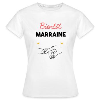 cadeau naissance grossesse Bientôt marraine - T-shirt Femme - blanc - Devant - AI Model Female 172 dark (172cm)