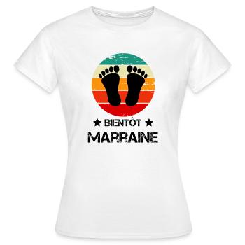 Bientôt marraine annonce grossesse vintage - T-shirt Femme - blanc - Devant - AI Model Female 172 dark (172cm)