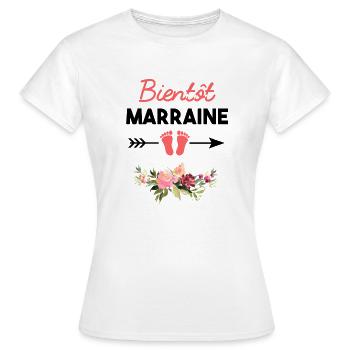annonce grossesse pour Bientôt marraine - T-shirt Femme - blanc - Devant - AI Model Female 172 dark (172cm)