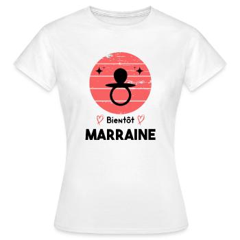 Bientôt marraine naissance grossesse retro - T-shirt Femme - blanc - Devant - AI Model Female 172 dark (172cm)