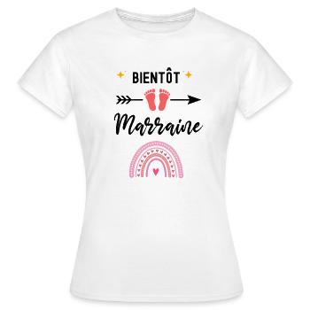 Bientôt marraine cadeau naissance - T-shirt Femme - blanc - Devant - AI Model Female 172 dark (172cm)
