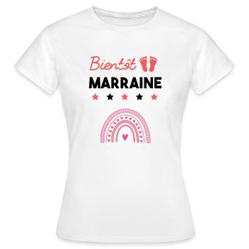 Bientôt marraine cadeau grossesse famille - T-shirt Femme - blanc - Devant - AI Model Female 172 dark (172cm)