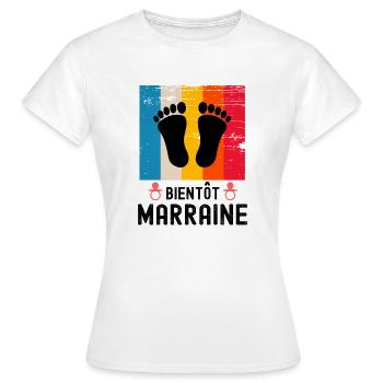 Bientôt marraine cadeau naissance vintage - T-shirt Femme - blanc - Devant - AI Model Female 172 dark (172cm)