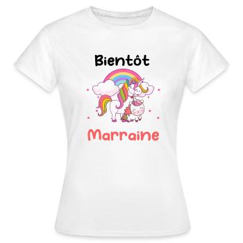 Bientôt marraine licorne annonce grossesse - T-shirt Femme - blanc - Devant - AI Model Female 172 dark (172cm)