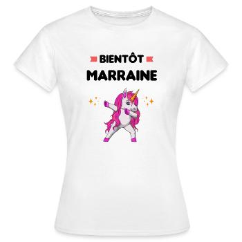 Bientôt marraine licorne dab annonce grossesse - T-shirt Femme - blanc - Devant - AI Model Female 172 dark (172cm)