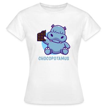 Chocopotamus Funny Chocolate Lover Hippopotamus - Frauen T-Shirt - Weiß - Vorne - AI Model Female 172 dark (172cm)